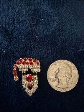 Gold-Tone Red and Clear Crystal Brooch - Women Jewelry